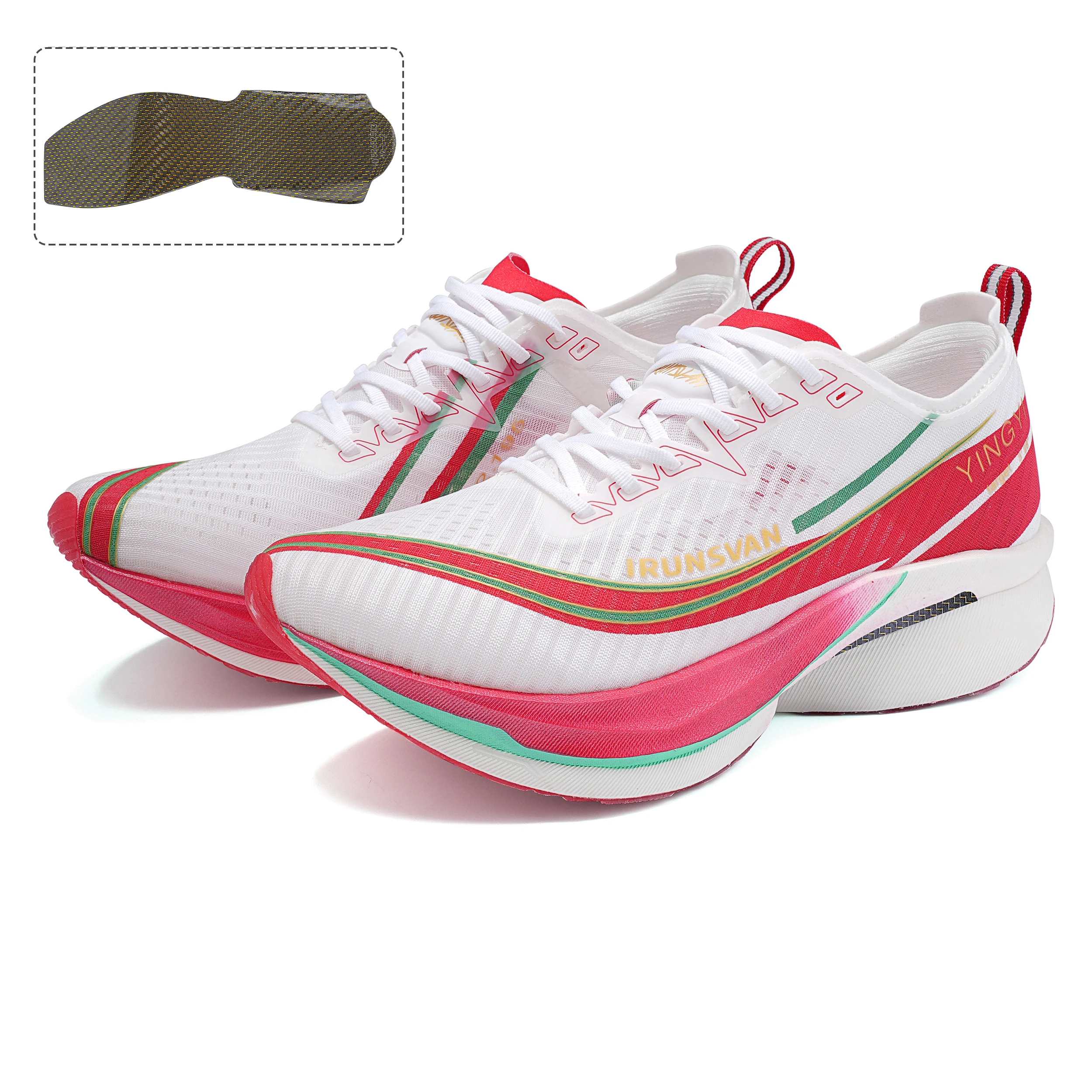 IRUNSVAN2.0 Nylon Carbon Plate Full Palm Black Gold True Carbon Plate Marathon Professional Racing Running Shoes for Men