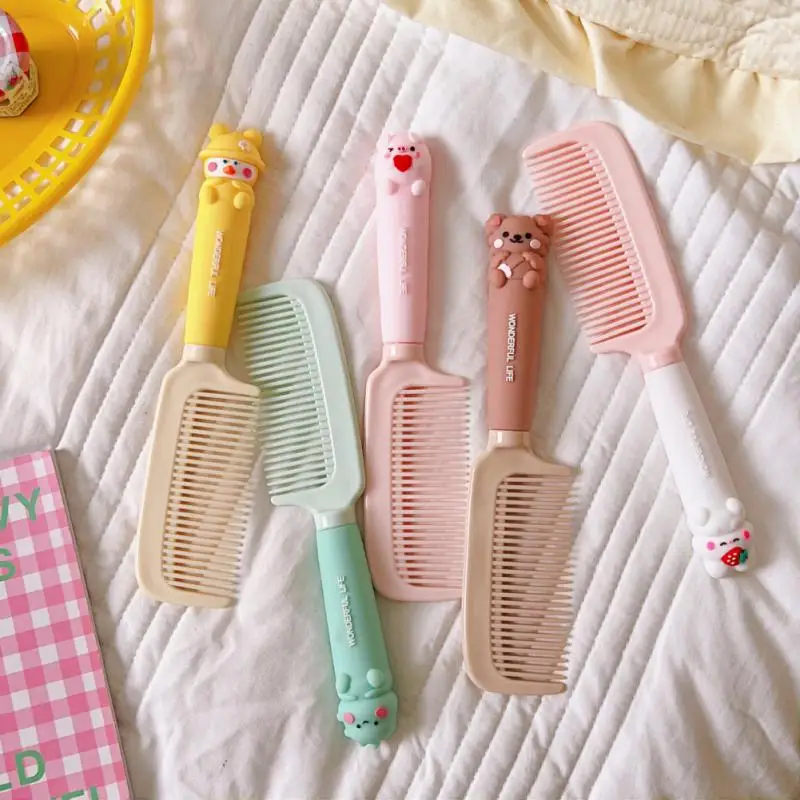 Cute Cartoon Baby Hair Brush Milk Tea Color Comb Kawaii Bear Bunny Soft Handle Resin Comb for Little Girl Hair Accessories