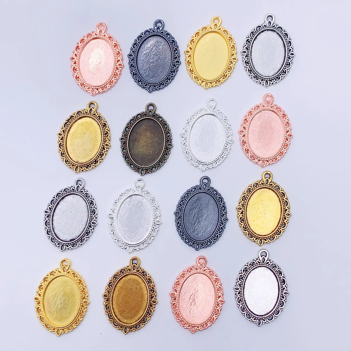 Onebeading Fit 13x18mm Oval Cabochons Pattern Glass Charm Base Blank Setting Bezel For DIY Making accessories Gift 20pcs K06366