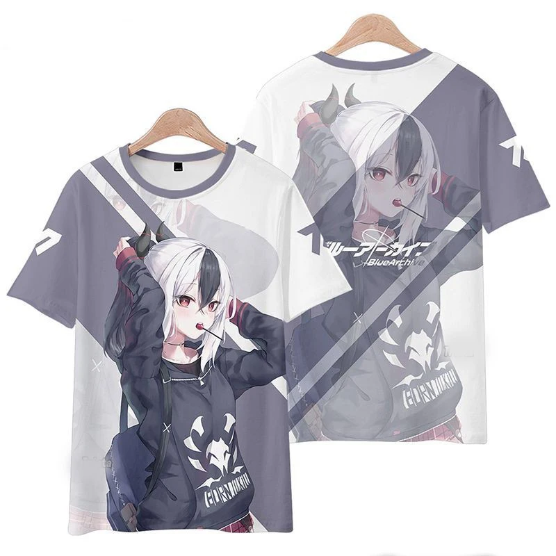 Popular Game Blue Archive All Role Cosplay T-Shirts 3D Onikata Kayoko Print Kid Cartoon Anime Tees Summer Men Women Harajuku Top
