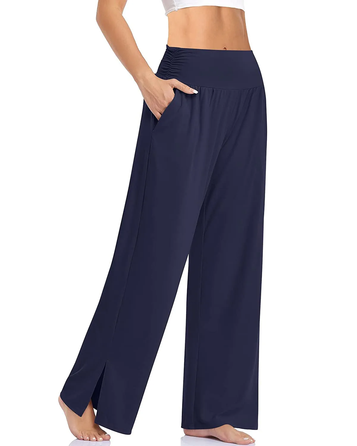 Pantalones de Yoga informales para mujer, pantalón largo de pierna ancha, cintura alta, Fitness, ejercicio, correr, trotar, pantalones acampanados deportivos femeninos, Verano