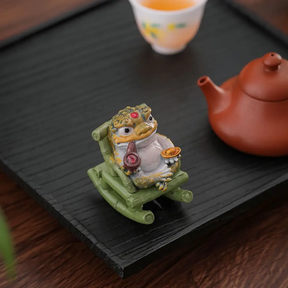 Artistic Feng Shui Money Toad Ornament Resin Craft Tea Table Decor Heat Activated Color Changing Statue For Collection