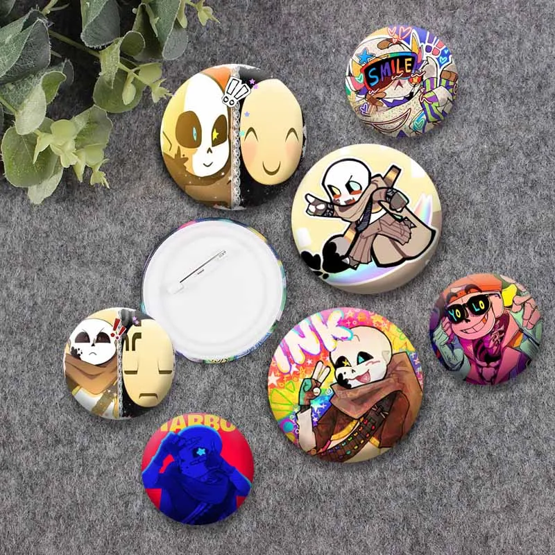 Funny Game U-Undertale Ink Sans Soft Button Pins Cartoon Round Brooches on Backpack Jacket Shoes Jewelry Badges Collection Gifts