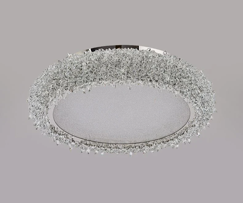 Round Crystal LED Ceiling Light Chrome Metal