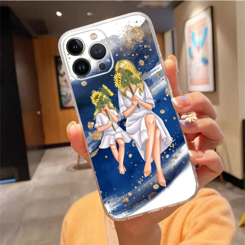 Phone Case For iphone 17 Pro Max Air 16 15 14 13 Pro Max 15 16 Pro 15Plus Mama Mom Son Daughter Case Funda