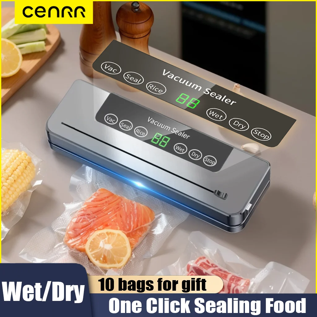 CENRR Vacuum Packaging Machine With UV Kitchen Storage Food Vacuum Sealer Machine Wet Dry Sealing Machine Built-in Cutter Food