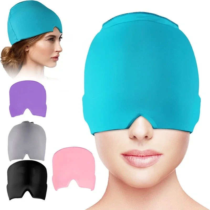 

Ice Compress Therapy Head Cap, Cold Compress Headgear for Cooling and Migraine Relief, Hot and Cold Ice Compress Headgear