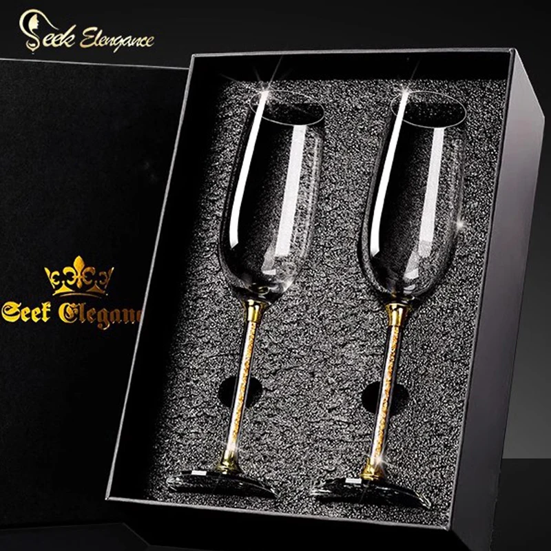 

High-end luxury goblets, champagne glasses to glasses, gift boxes, red wine glasses, household light luxury wedding gifts