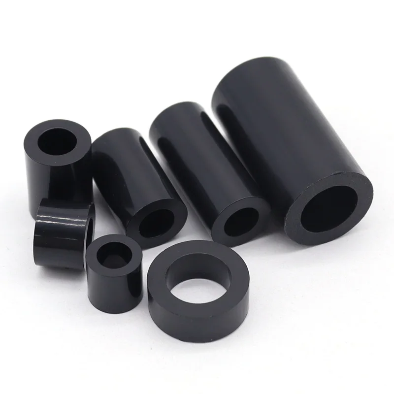 M3 M4 M5 Black ABS Non-Threaded Hollowed Nylon Spacer Round Standoff Washer PCB Support Spacers OD 5/6/7/9/11mm Length 2~50mm