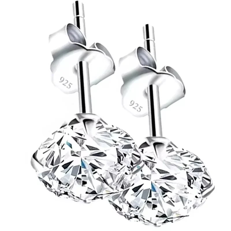 Stamp 925 Silver needle Stud Earrings Jewelry Clear White Cubic Zircon Sterling quality Jewelery Pure Zircon Earring Solid