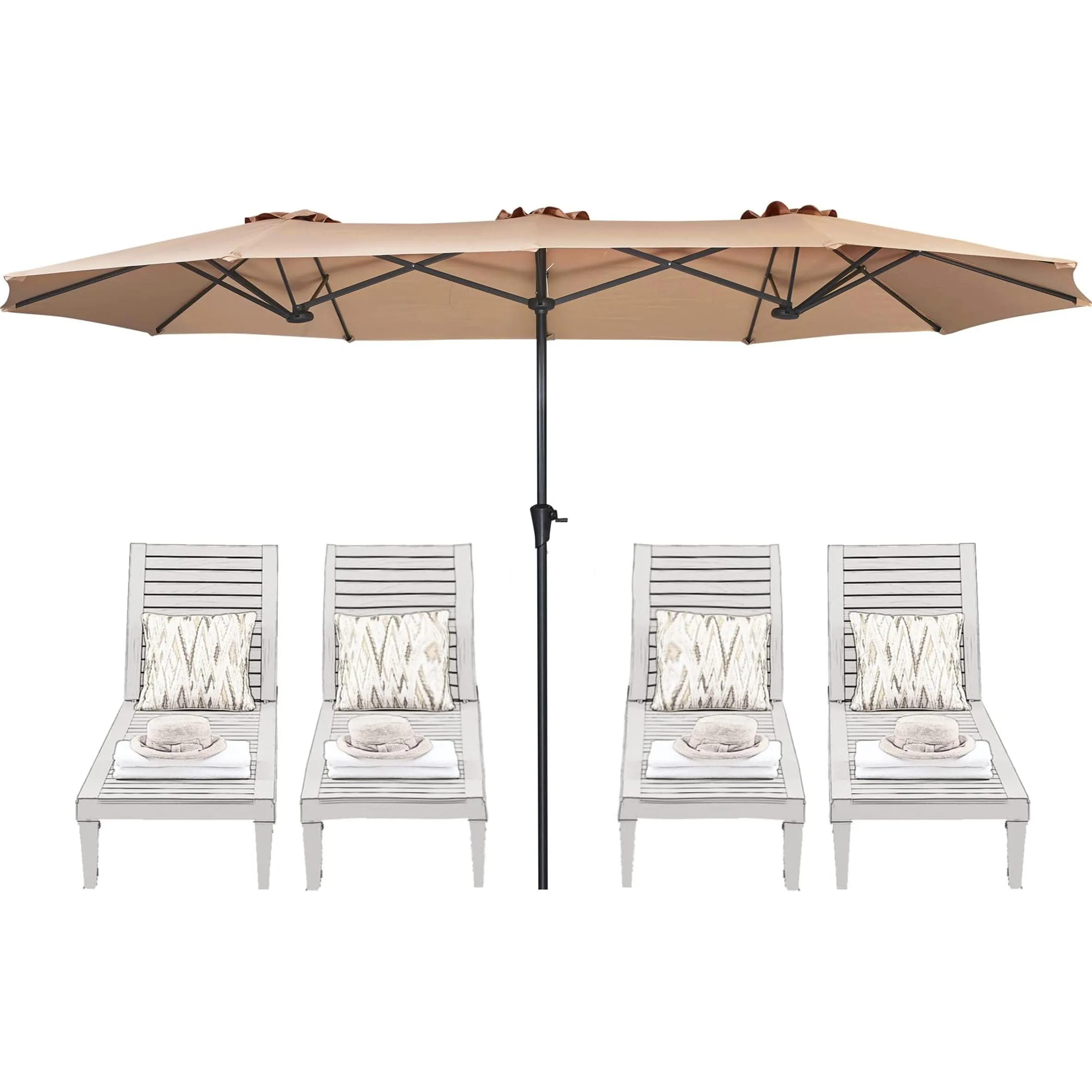 

Garden Sunshade Parasol Outdoor Beach Umbrella Double Sided Umbrella Outdoor Twin Market Large Patio Umbrella with Crank