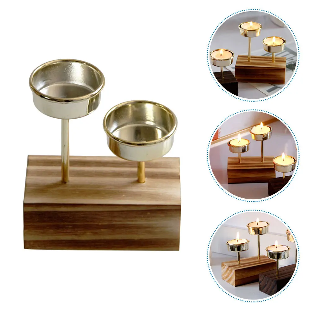 

Wooden Holder Vintage Table Candlestick Romantic Decorative Stand for Restaurant Household Party Room