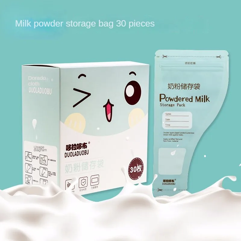 Sealed and Self Sealed Disposable Milk Powder Bag with 30 Pieces Portable Large Capacity Anti Scattering Milk Powder Storage Bag