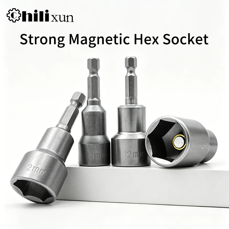Strong Magnetic Hex Socket Set 6-19mm 65mm Long Magnetic Air Impact Socket Bits for Air Screwdriver Electric Drill Impact Wrench