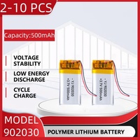 3.7V 500mAh Polymer Lithium LiPo Rechargeable Battery 902030 For Bluetooth headset, beauty instrument, selfie stick, spray, etc