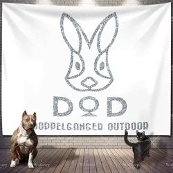 Kawaii Fabric Black White Dod Rabbit Large Fabric Wall Tapestry Aesthetic Japanese Cute Room Decor Outdoor Beach Towel Blanket