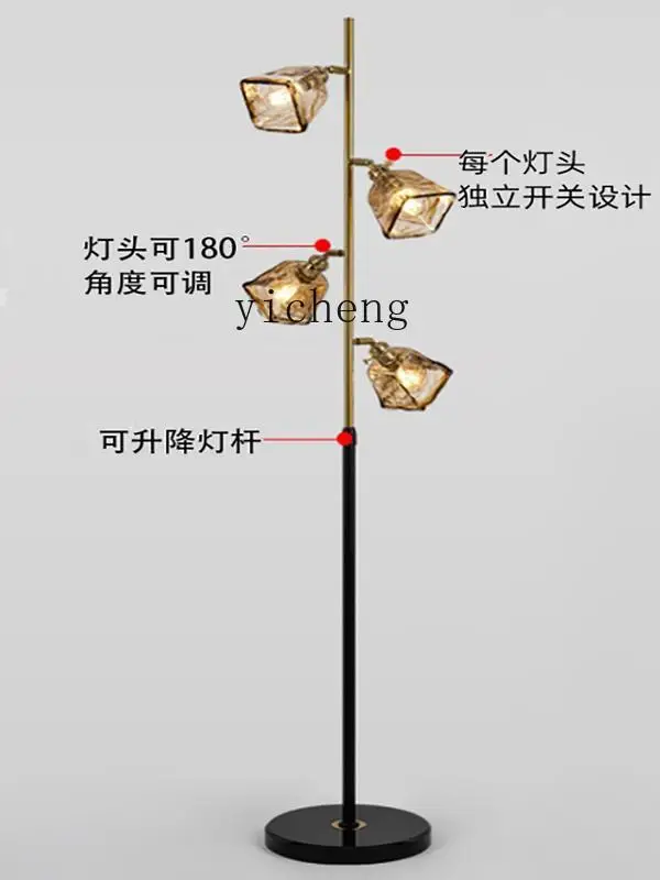 ZK-Lámpara de pie Retro Para sala de estar, dormitorio, atmósfera de mármol, alto grado