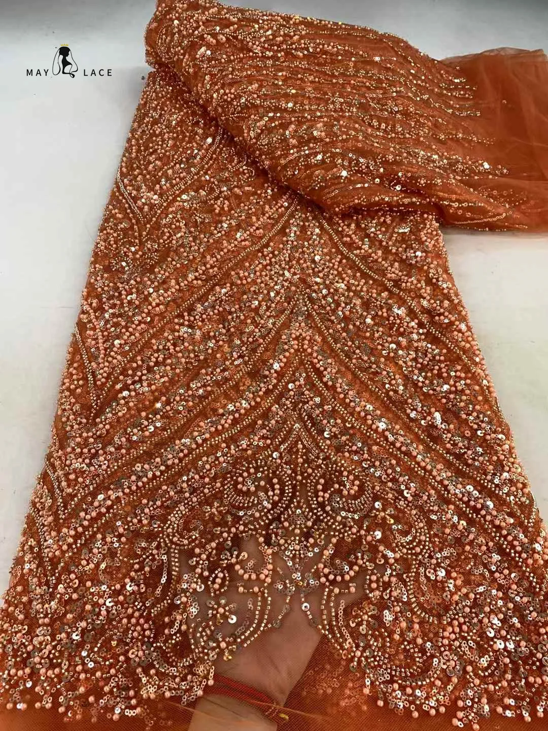 

African Beads Mesh Sequins Lace Fabrics 2025 High Quality Latest Nigerian French Beaded Lace for Sewing Women Evening Dresses