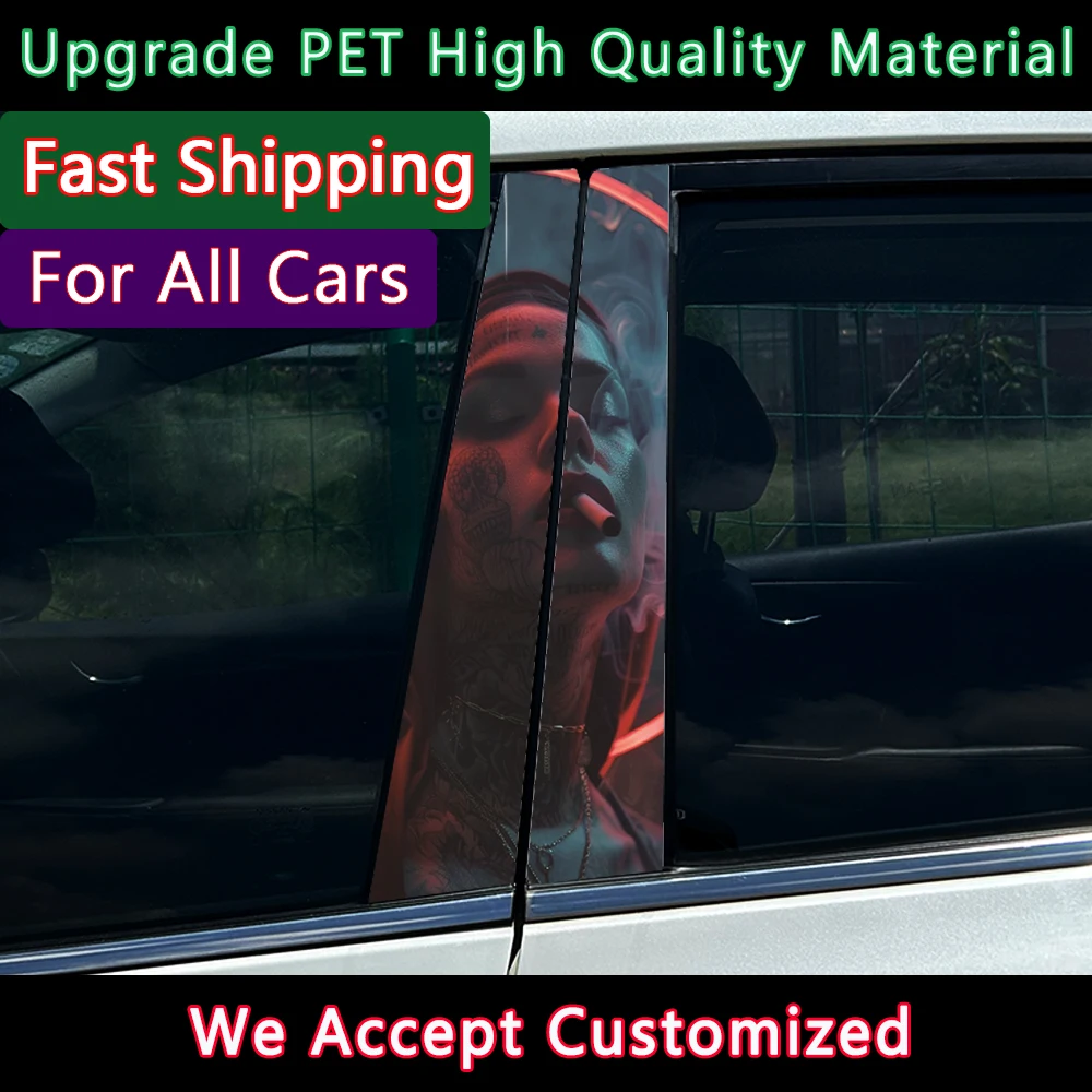 

Gothic Nun Sister Cool Girl Car B Pillar Waterproof Auto Stickers Center Column Decoration Cover Scratches DIY Sunscreen Decals