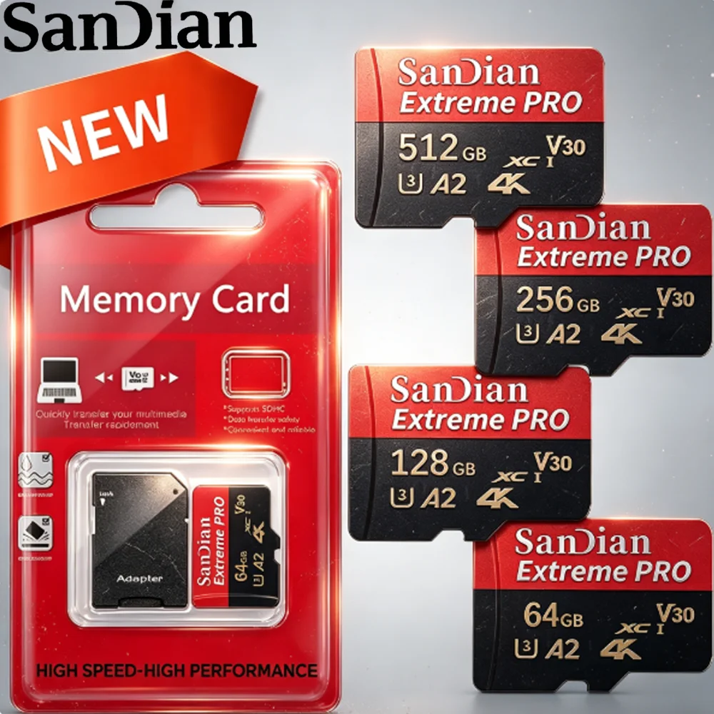 Carte mémoire 256 Go 512 Go haute vitesse, best-seller, carte SD 128 Go 64 Go UHS-I U3 V30, vente flash, carte Micro TF SD 32 Go, nouvelle haute vitesse 2026