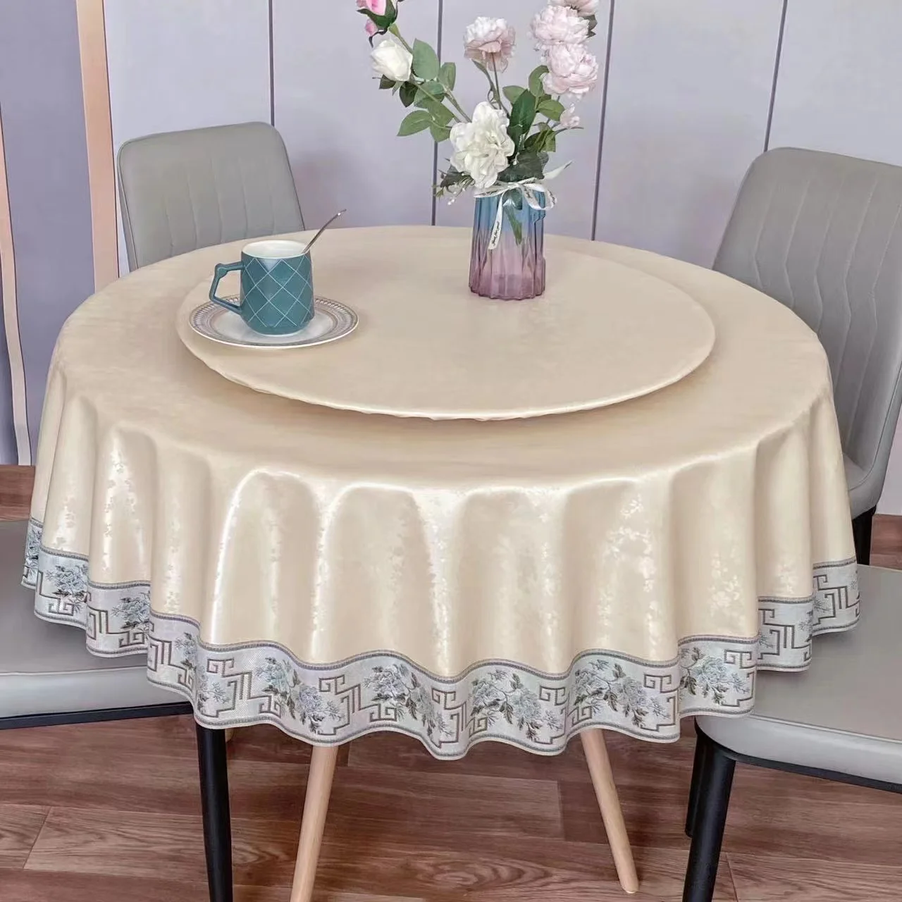 2024 New Chinese style round tablecloth oil-proof and scald-proof cloth for home use