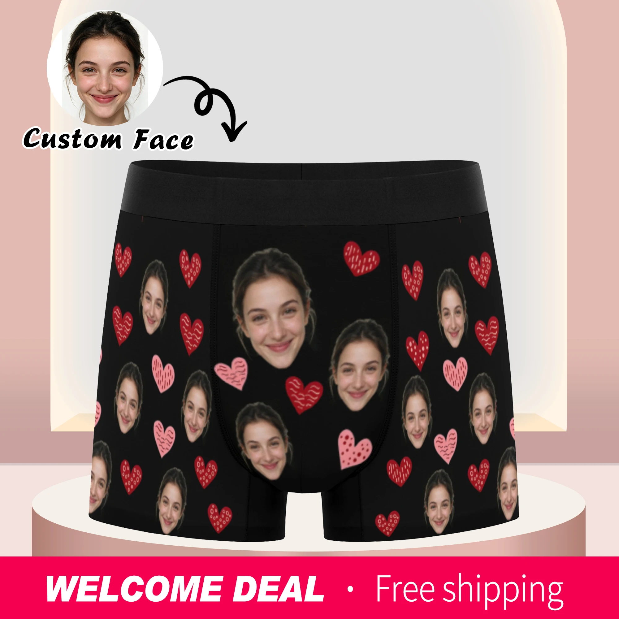 Personalized facial photo customization flat underwear customization men's Valentine's Day gift for husband gift for father