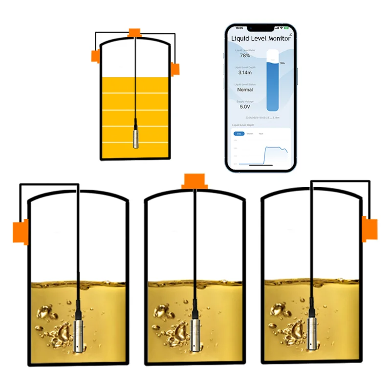 ME202D 5M Fuel Level Gauge Customizable Smart Home High Accuracy Sensor Oil Diesel Tank Level Measuring Device