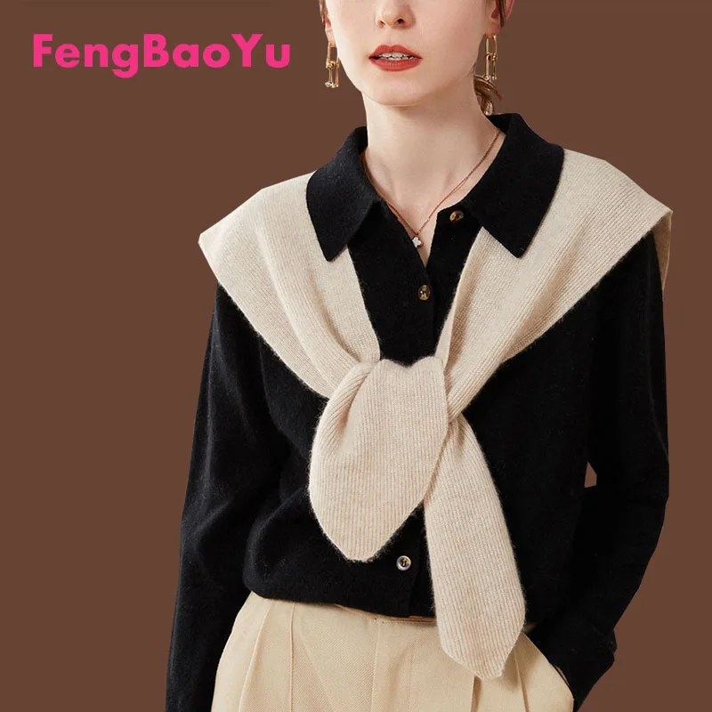 

Fengbaoyu Spring Autumn Cashmere Knotted Tied Knitted Shawl Female Scarf Solid Color All Warm Wool Shoulder Guard Free Shipping