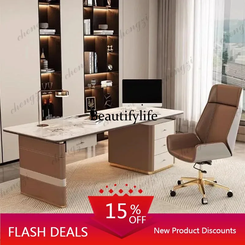 A139  Luxury Aesthetic Office Desk Decoration Cool Storage Standing Computer Desk Executive Modern Scrivania Da Ufficio Furnitur