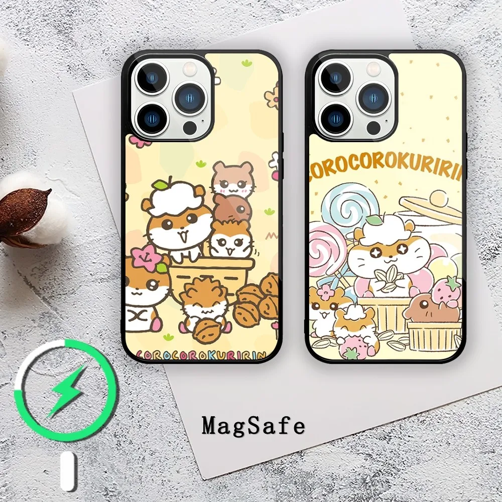 MINISO Sanrio Coro Coro Kuririn Phone Case For iPhone 11 12 13 14 15 Mini Pro XS Max X S Plus XR Magnetic Attraction Shell