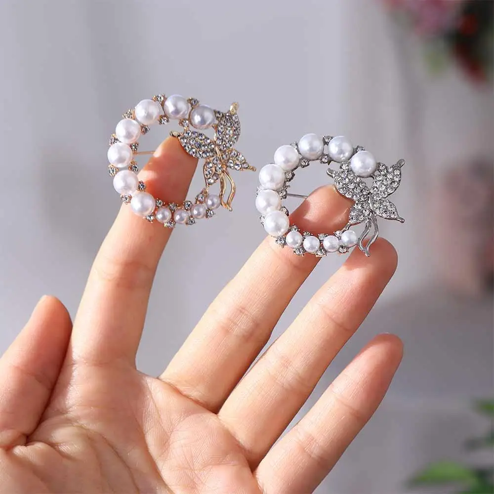 Baroque Circle Butterfly Brooch Elegant Rhinestone Wreath Butterfly Brooch Personality Trend Rhinestone Circle Brooches Jewelry