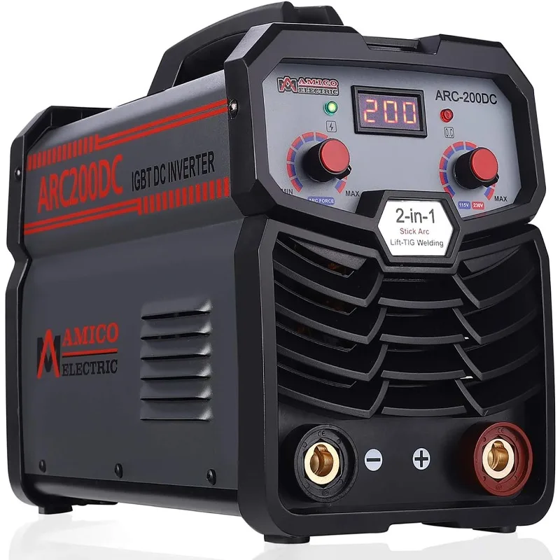 

Amico ARC-200, 200-Amp Stick Arc & Lift-TIG Combo Welder, 100-250V Wide Voltage, 80% Duty Cycle, Compatible with all Electrodes: