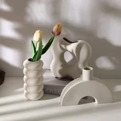 White Embryo Ceramic Vase Dried Flowers Vases Living Room Flower Arrangement Vases For Homes Table Home Decoration Gift