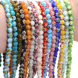 46pcs 8mm Murano Lampwork Flower Round Glazed Glass Beads For Jewelry Making Diy Bracelet Necklace Handmade Crafts Accessories