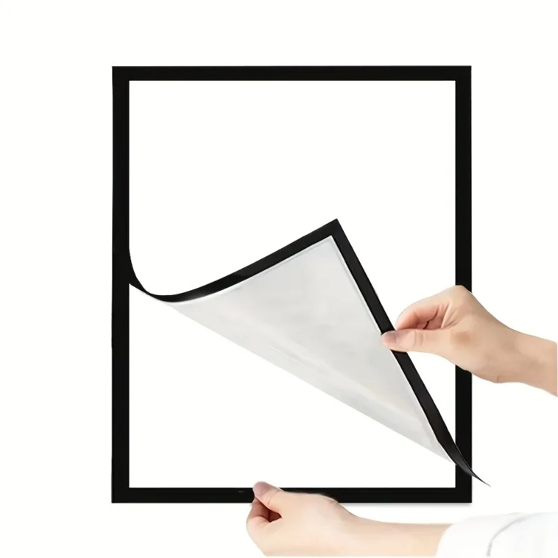 4Pcs A4 Magnetic Display Frame Self-Adhesive Black Border PVC Holder for Certificates Photos & Posters Waterproof Wall Decor