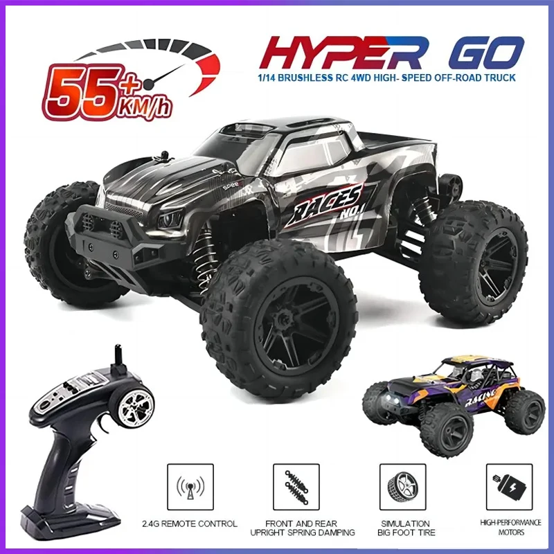 

HXRC 8610 8611 1:14 55KM/H 4WD RC Car With LED Remote Control Cars High Speed Drift Monster Truck for Kids VS 144001 Toys