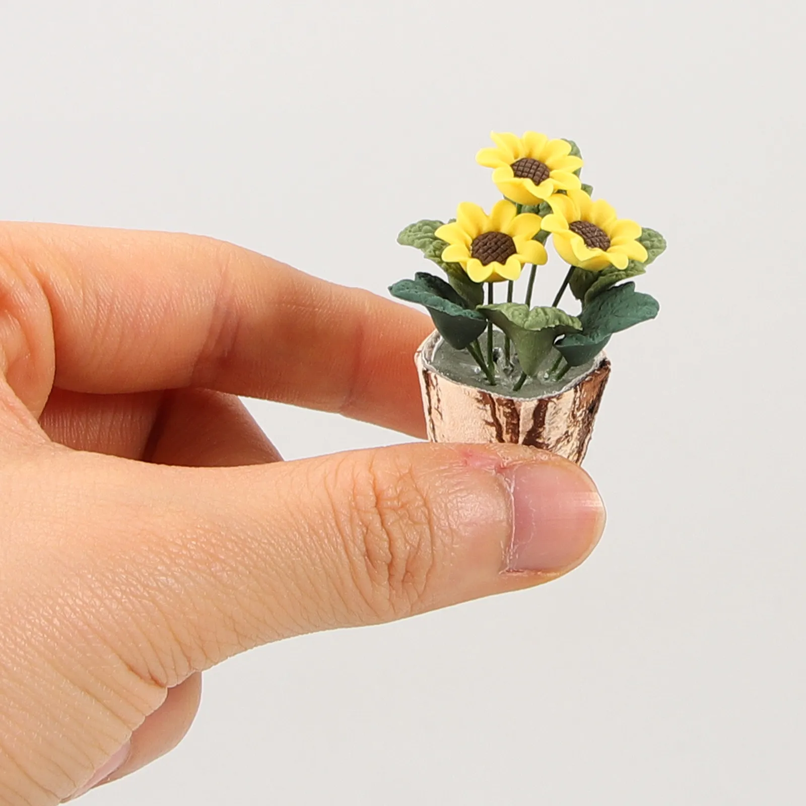 

1:12 Mini Flowerpot Decoration Resin Crafted Fade Resistant Dollhouse Miniatures Adorable Flower Shape Micro Landscape Decor