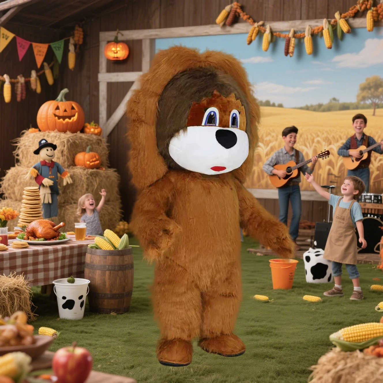 سايجو نفخ الأسد البني زي التميمة موكب الكبار شخصية تأثيري هالوين حفلة الحدث مجموعة أفخم #2