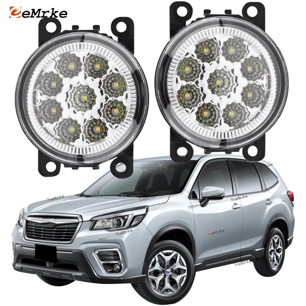 EEMRKE 2 PCS Accessories for Subaru Forester SK 2018 2019 2020 9 Led Fog Lights Assembly H11 12V Front Bumper DRL Driving Light