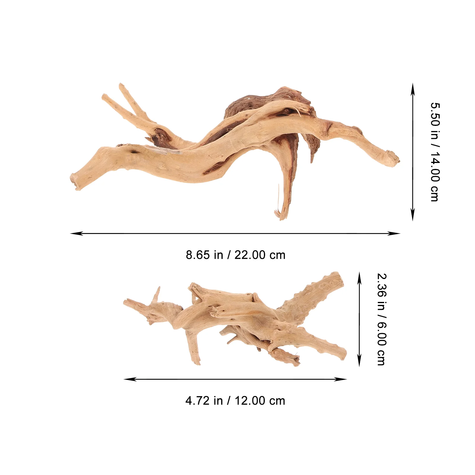 2 stuks houten aquarium landschapsarchitectuur kleine verzonken rhododendron wortel decoratieve ornamenten 2 stuks (10-15 cm + 15-20 cm) natuurlijke ambachten