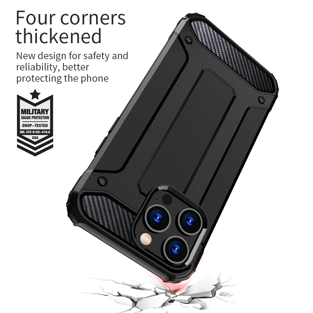Military Rugged Armor Case For iPhone 14 13 12 Mini 11 Pro Xs Max XR 7 8 Plus SE 2020 2022 Shockproof Protection Back Cover