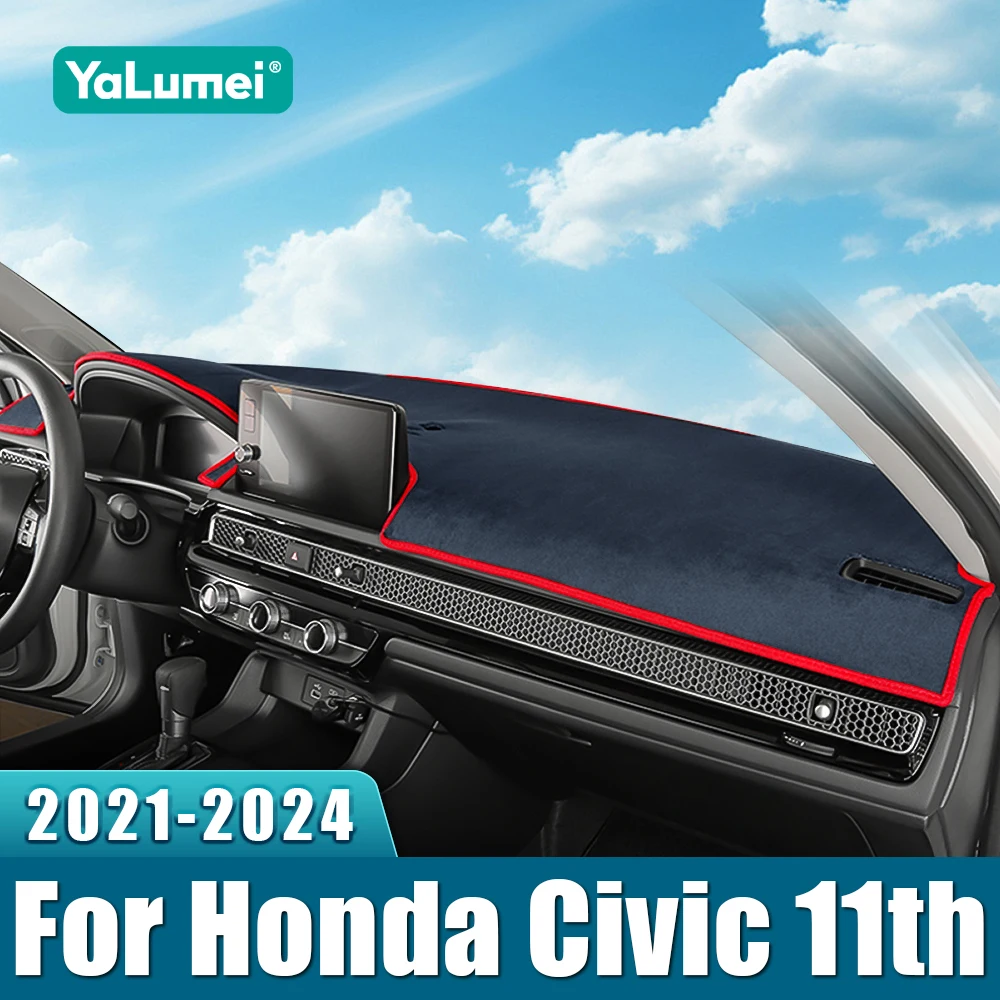 Für Honda Civic 11th 2021 2022 2023 2024 Auto Dashboard Abdeckung Vermeiden Licht Pad Sonnenschutz Anti-Uv Teppich Nicht-slip Matte Zubehör