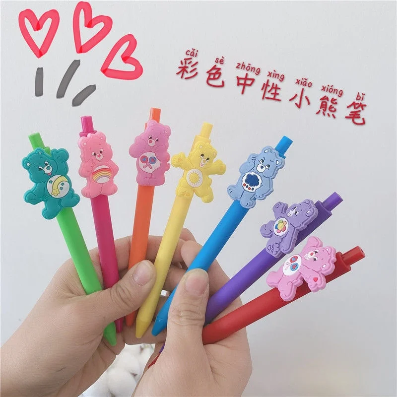 Kawaii Care Bears Black Gel Pen 0.5MM Lack Ink Signature Pen Anime New School Writing Supplies Stationery Children Festivalgift