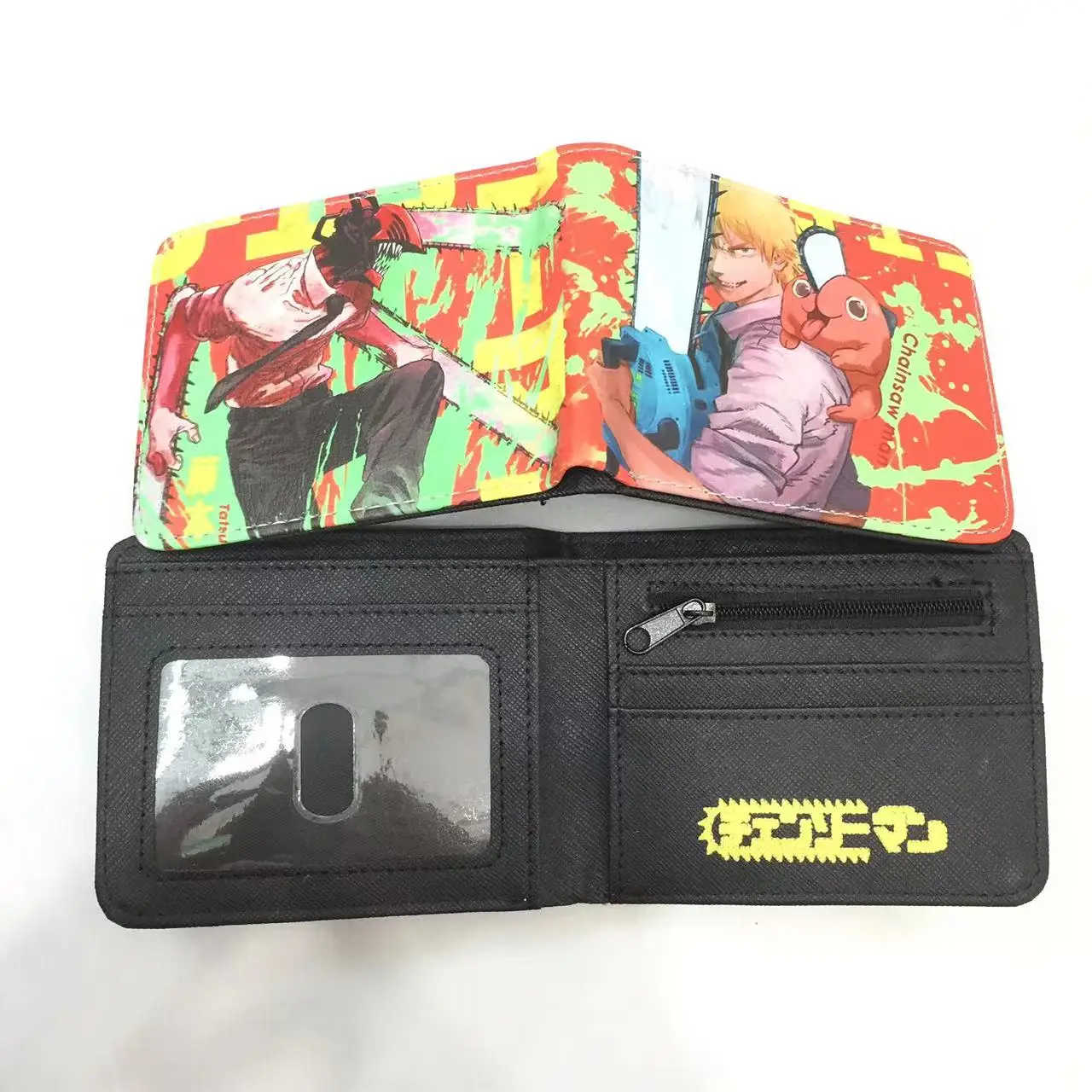 Anime Men Wallet Catroon Chainsaw Design Short Purse With Coin Pocket