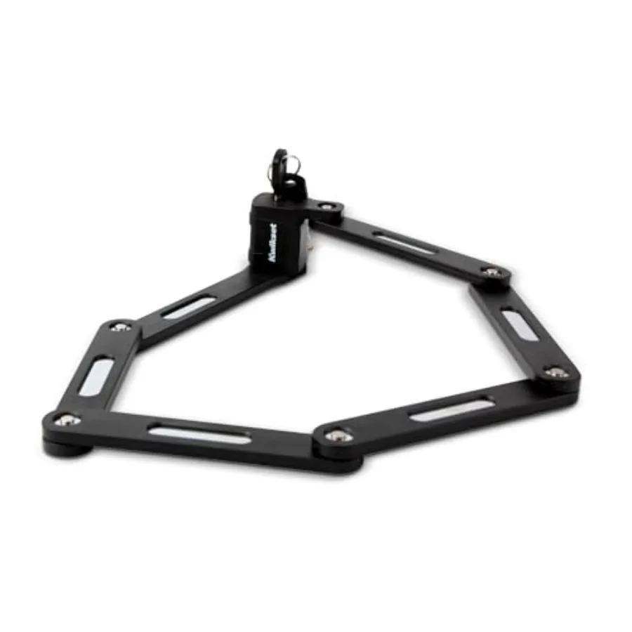

3 ft High Security Keyed Folding Bicycle Lock, Hardened Steel Links, Outdoor Bike Security, 1 Pack, Black