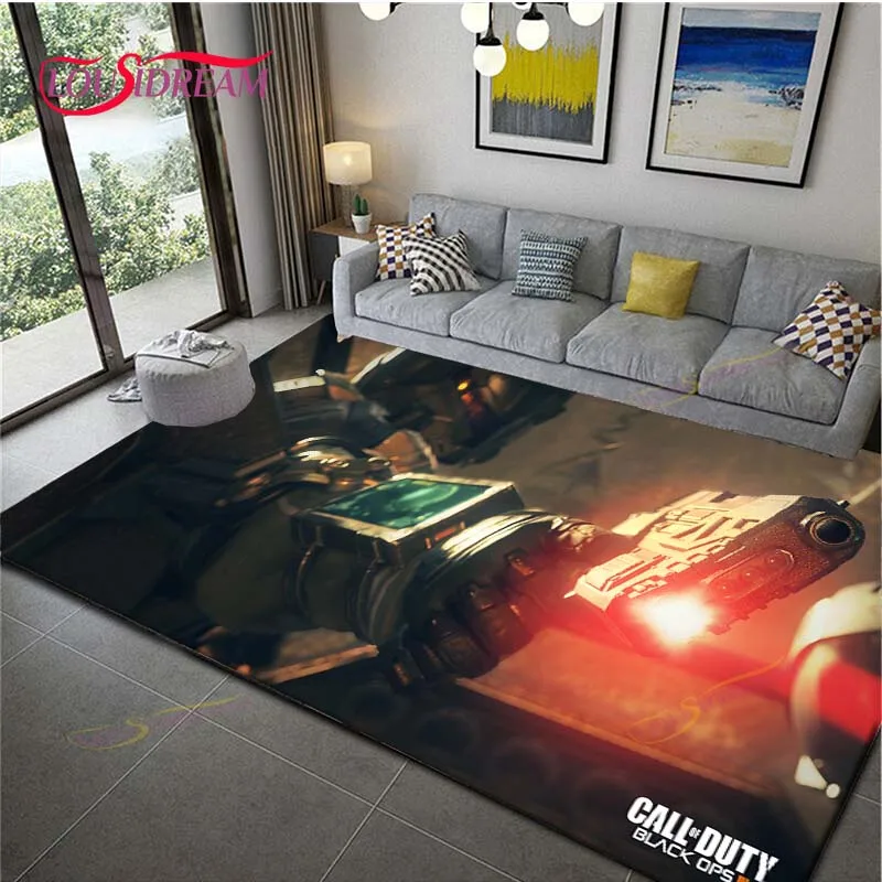 Game Room Call of D- Duty,Veranda Floor Black O- Ops Art Decor Custom Carpets Large,Rugs for Home Bedroom Living Room Decor Gift