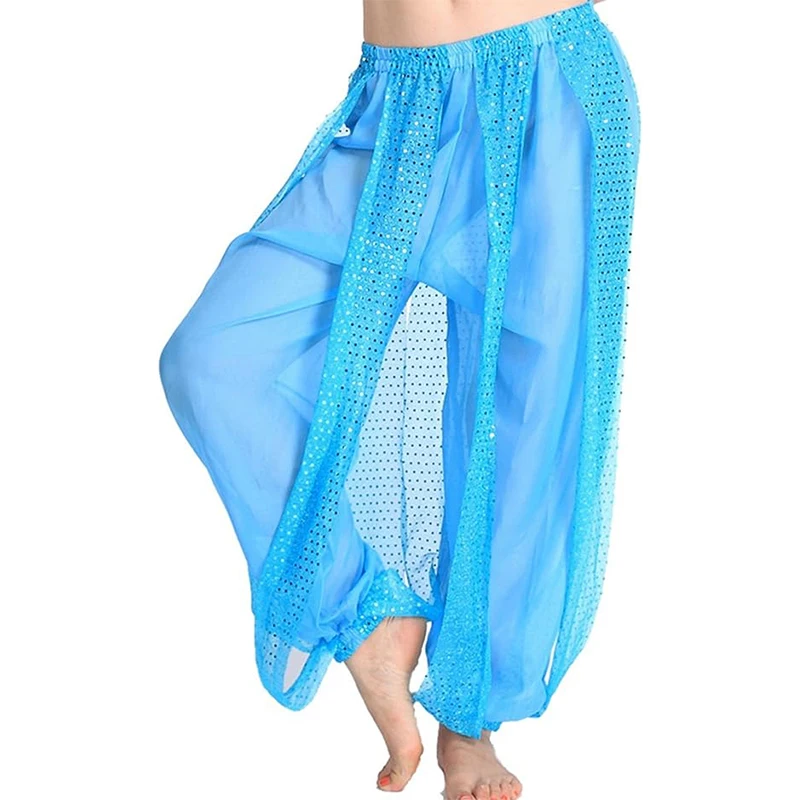 Chiffon Belly Dance Harem Pants Arabic Halloween Lantern Shiny Sequins Pants Fancy Pants  Bloomers Trousers  For Dancing Women