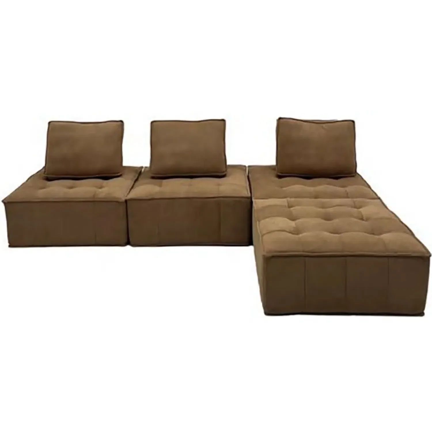 #Cozy Compressed Sectional Sofa Soft Touch Living Room Furniture with Tufted Corner for Family Movie Nights