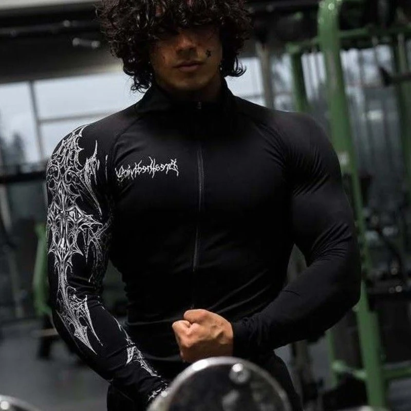 

Men's Fitness Speed Dry Tight Shirt 2025 Zipper Jacket Elastic Couples Sportswear for Gym Workout Quick Drying Active Wear