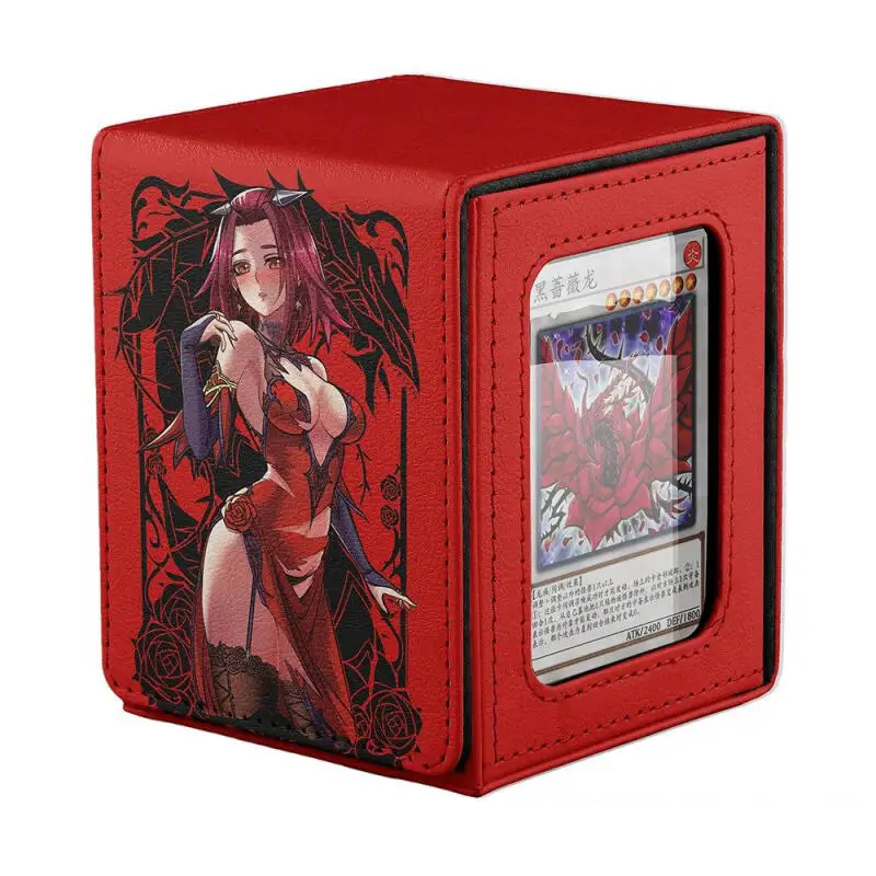 遊戯王！ ローズドラゴン イザヨイ アキ ダークマジシャンズ DIY 大容量 レザーカードボックス アニメゲームコレクションカード収納ボックス